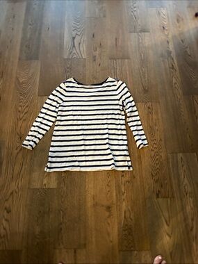 Old Navy Navy and White Striped Long Sleeve Tee